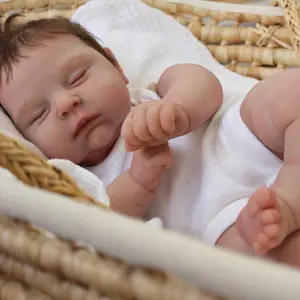 YYDOLL 50cm 20inch Soft Silicone Newborn Baby Doll Reborn with 3D-paint Skin With Visible Veins and Cloth Body Art Toy Asleep Fat Baby Lifelike Kids Gift Christmas Halloween Gift