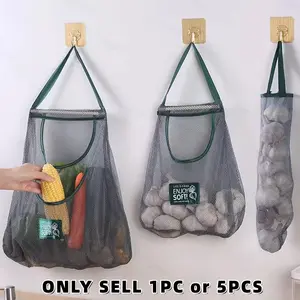 Breathable Hanging Storage Bag, Mesh Design for Vegetables, Anti-Mold Kitchen Organizer, Wall-Mounted Space-Saving Basket, Multi-Use Produce Keeper, Hangable