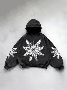 Men's Fall Winter Hooded Sweatshirt, Casual Fashion Sweatshirt, Trendy Wing Eye Print Design, Comfortable Long Sleeve Casual Wear, Ideal for Daily & Sports