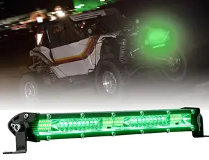 20 Inch Green LED Light Bar Triple Row Spot Flood Combo Offroad Driving Fog Hunting Emergency Safety for UTV Pickup Van Boat Tractor