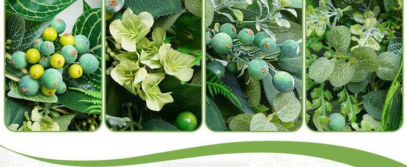 24 Inch Green Wreath for Front Door - Artificial Greenery Wreath with Berries, Indoor Outdoor All Season Year Eucalyptus Wreath for Farmhouse Home Decor, Spring Summer Fall Winter