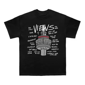 Drake Views Sketchbook Graphic Tee, Y2K Streetwear T-Shirt, Unisex Crew Neck Tee, Vintage Hip-Hop Graphic, Sports Style, Casual Cotton Fit