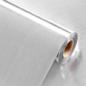 Stainless Steel Contact Paper 24" x 118" Self Adhesive Fridge Wallpaper Peel and Stick Backsplash Vinyl Refrigerator Wrap Metallic Contact Paper for Dishwasher RV Countertop Audio Covers