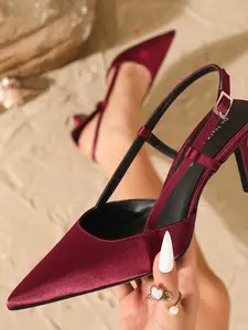 Women's Satin Pointed Toe High Heel Pumps, Elegant Plain Design, Perfect for Parties, Dates, Evening Events, Valentine's Day Gift