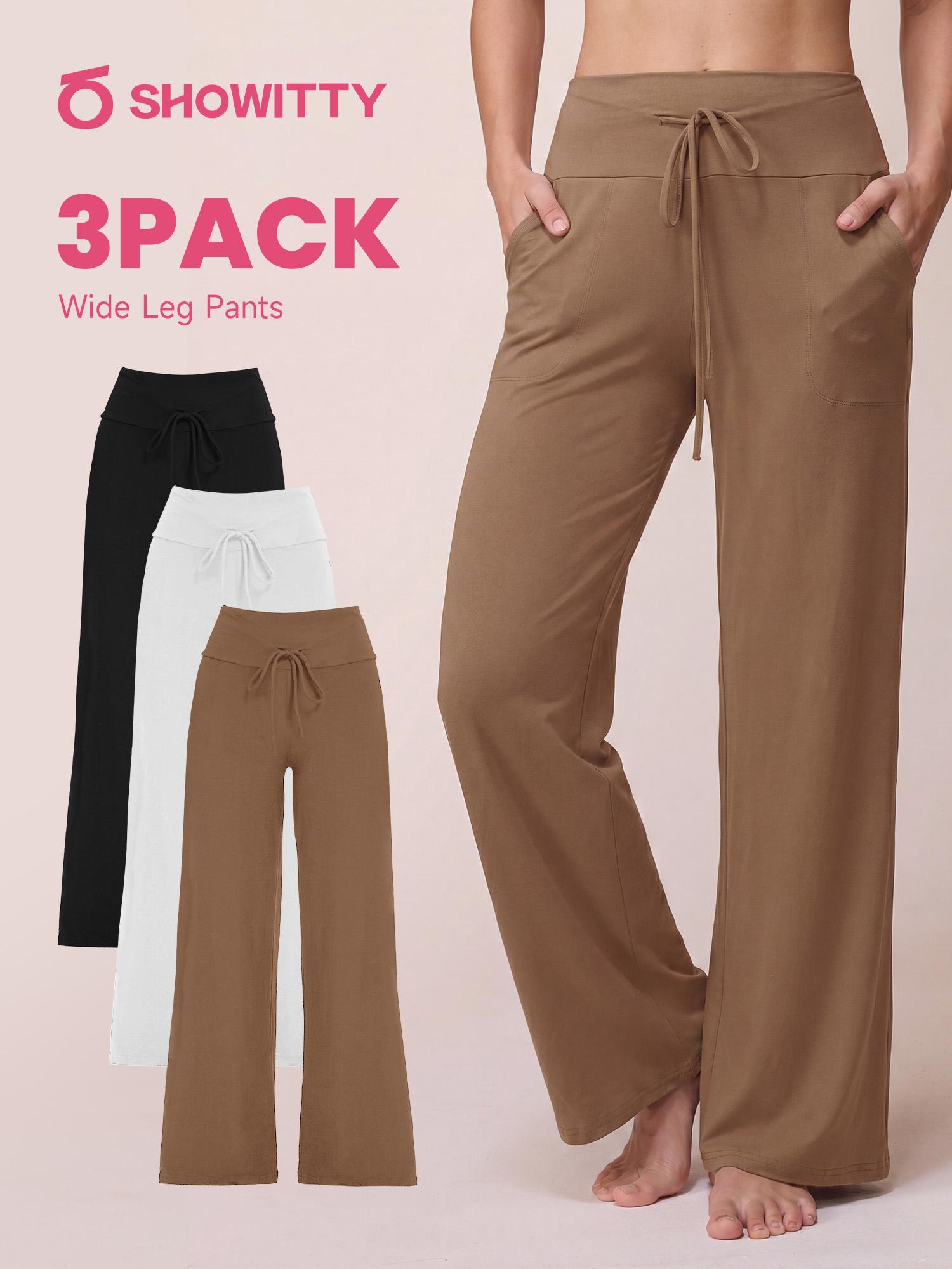 SHOWITTY 1/3 Pack Women's Wide Leg Pants with Pockets – High Waisted Loose Fit Sweatpants for Yoga, Workout & Lounge #SummerWins#DealsForYouDays