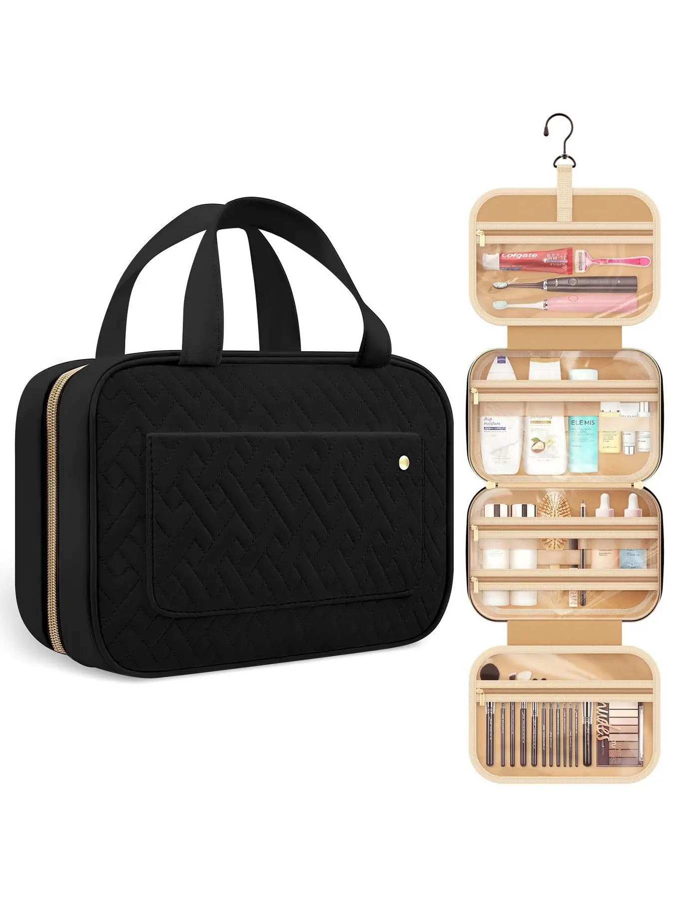 Solid Color Makeup Bag, Travel Toiletry Bag with Zipper, Waterproof Cosmetic Storage Bag for Outdoor Travel, Make-up Bags, Camping Accessories, Shampo