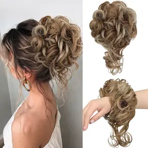 Twicebeauty Tousled Messy Bun Hair Piece Curly Updo Hair Bun Scrunchie Elastic Hair Band Fake Hair Bun Extension Natural Looking Hair Pieces For Ladies