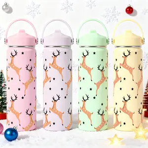 1pc, Christmas Gift 22oz Stainless Steel Water Bottle Reindeer Funny Print  Stainless Steel Cup Thanksgiving Gifts, For Dad Son Women Mom Sisters Teacher Coworker Friend Brother Insulated Flask Stainless Steel Drinkware