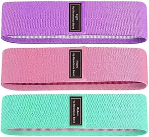 Wide Fabric Resistance Bands for Working Out 3 Strength Level Non-Slip Exercise Booty Bands for Gym, Yoga, Pilates Comes with a Bag