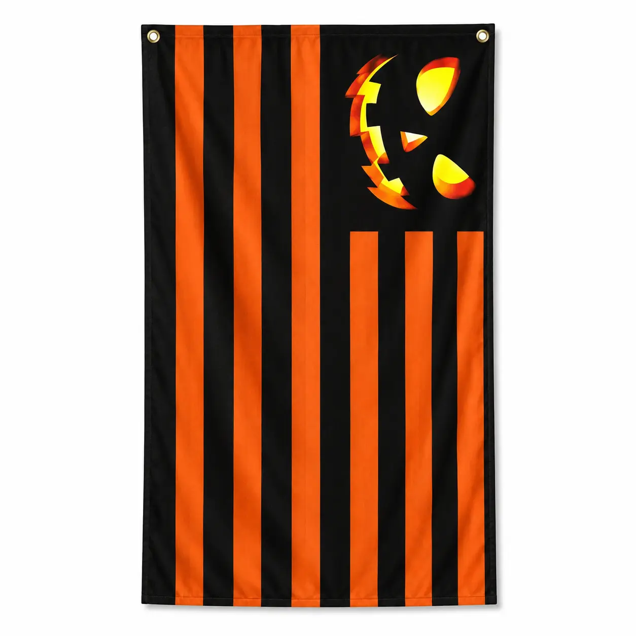 Halloween Pumpkin Flag: Smile Jack-O'-Lantern, 3x5 ft, Holiday Porch Decor