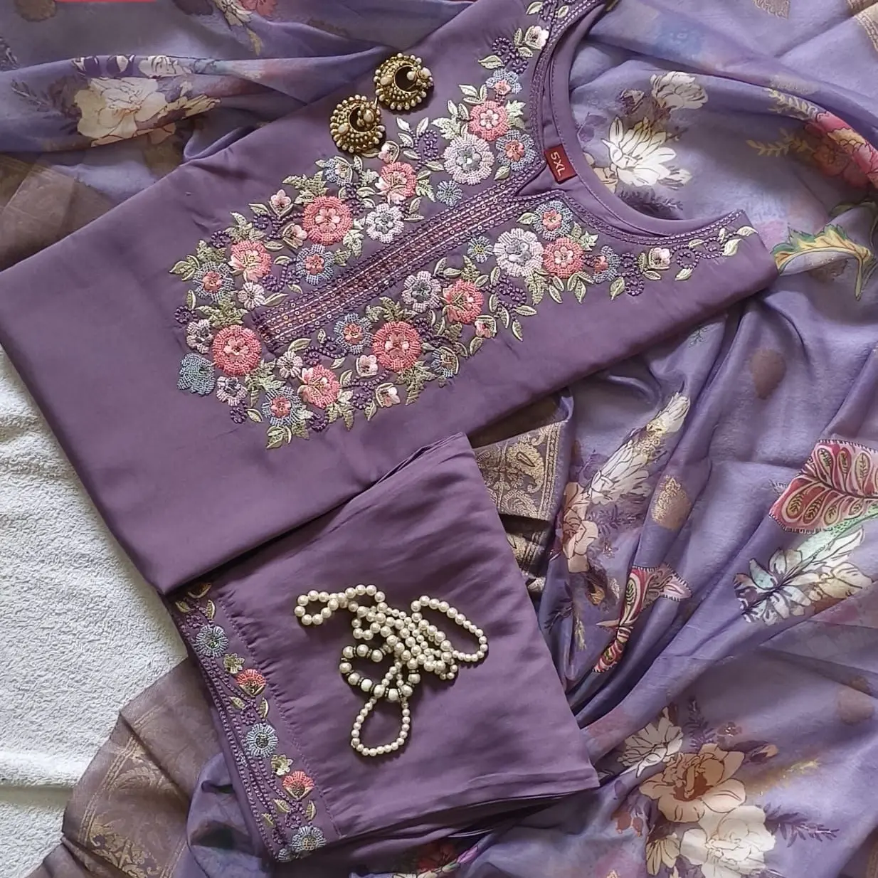 Purple Muslin Kurti Womenswear Dress