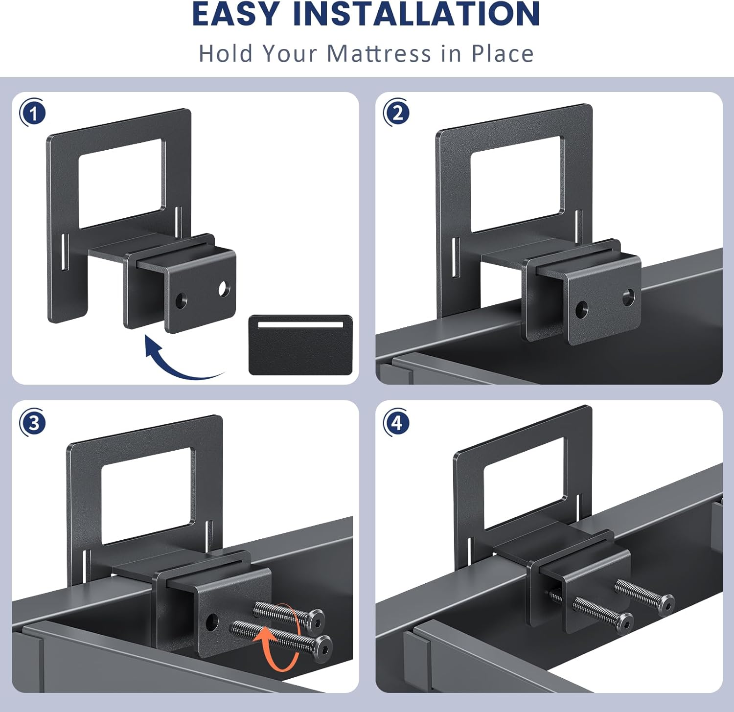 6 PCS Anti-Slip Mattress Grippers – Heavy Duty Metal Bed Frame Slide Stoppers, Adjustable Mattress Holder, Non-Slip Design Keeps Mattress in Place (Black) 6 PCS Anti-Slip Mattress Grippers – Heavy Duty Metal Bed Frame Slide Stoppers, Adjustable Mattress Holder, Non-Slip Design Keeps Mattress in Place (Black)