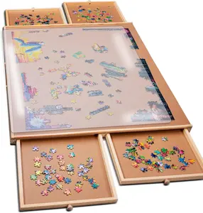 1000 Piece Puzzle Board with Drawers and Cover  Portable Wooden Jigsaw Puzzle Tray with Drawers Solve Station & Sturdy Table Portable Outdoor Fun Patio, Easter Gift Idea