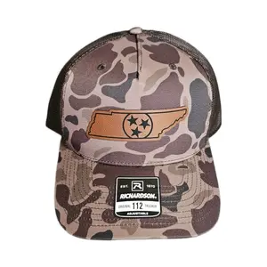 Tennessee Tristar Rawhide - Richardson 112 Trucker Hat with Snapbexx Patch - Black Mid-Profile Adjustable Snapback Hat for Adults