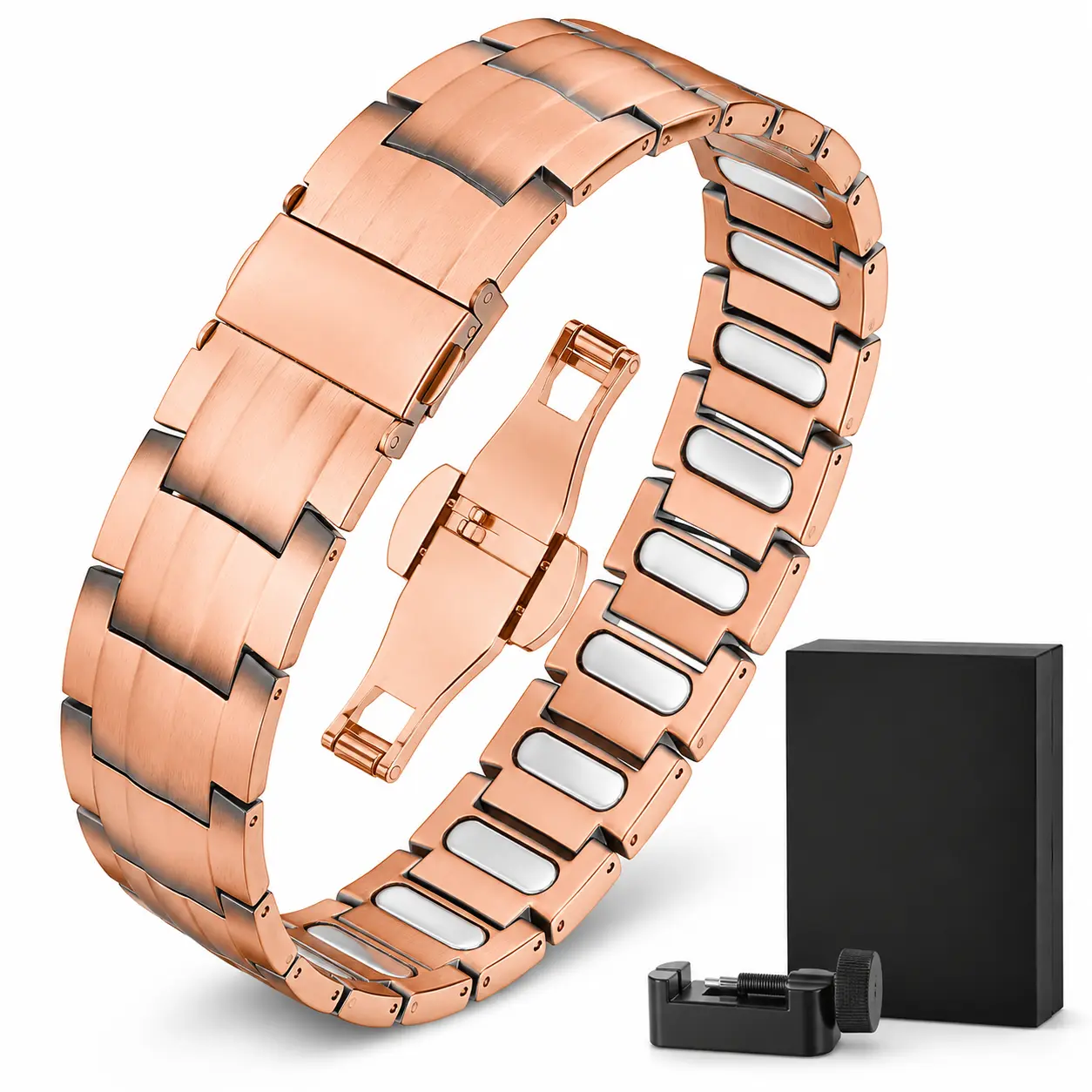 Copper Magnetic Bracelet for Men, Adjustable Link Bracelet with Secure Butterfly Clasp gauss magnet