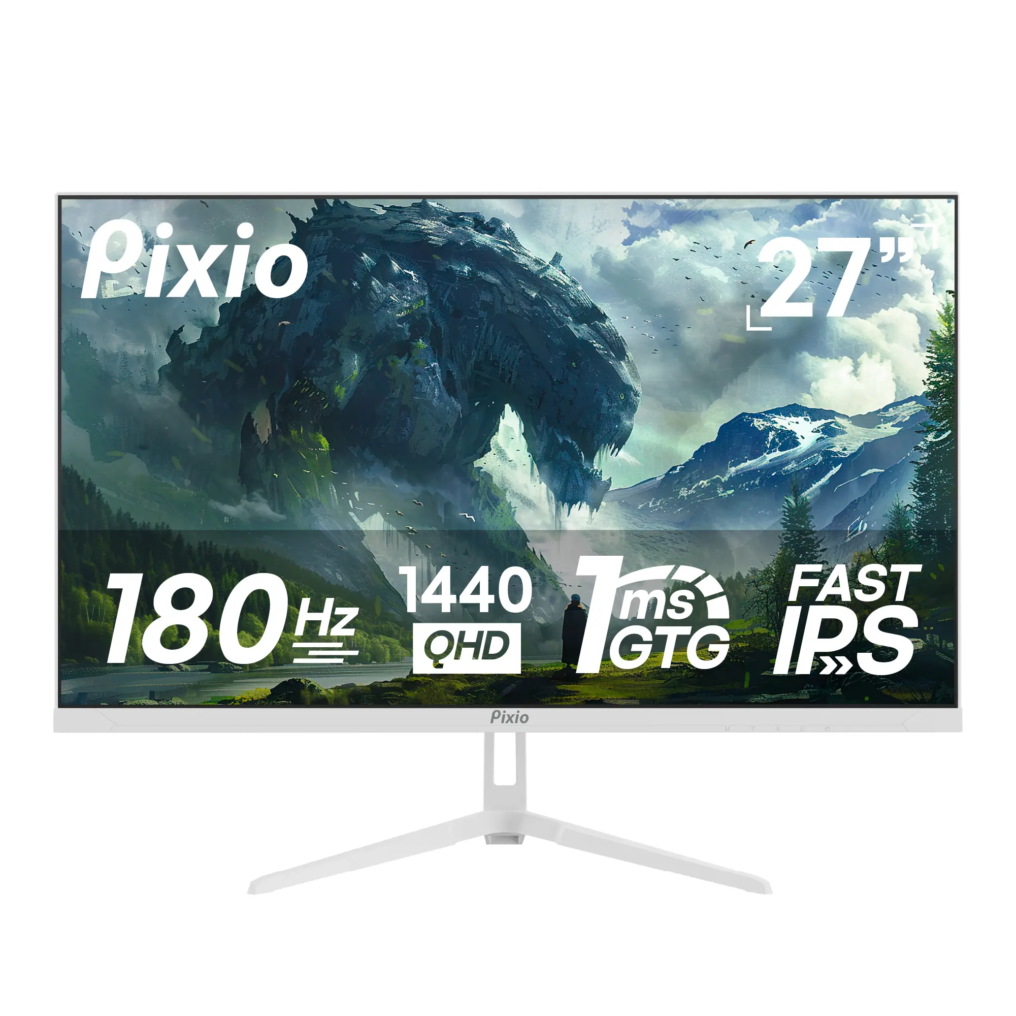 Pixio PX278 Wave 27 inch 180Hz Refresh Rate QHD 1440p Resolution Fast IPS Panel 1ms GTG Response Time Gaming Monitor with Adaptive Sync