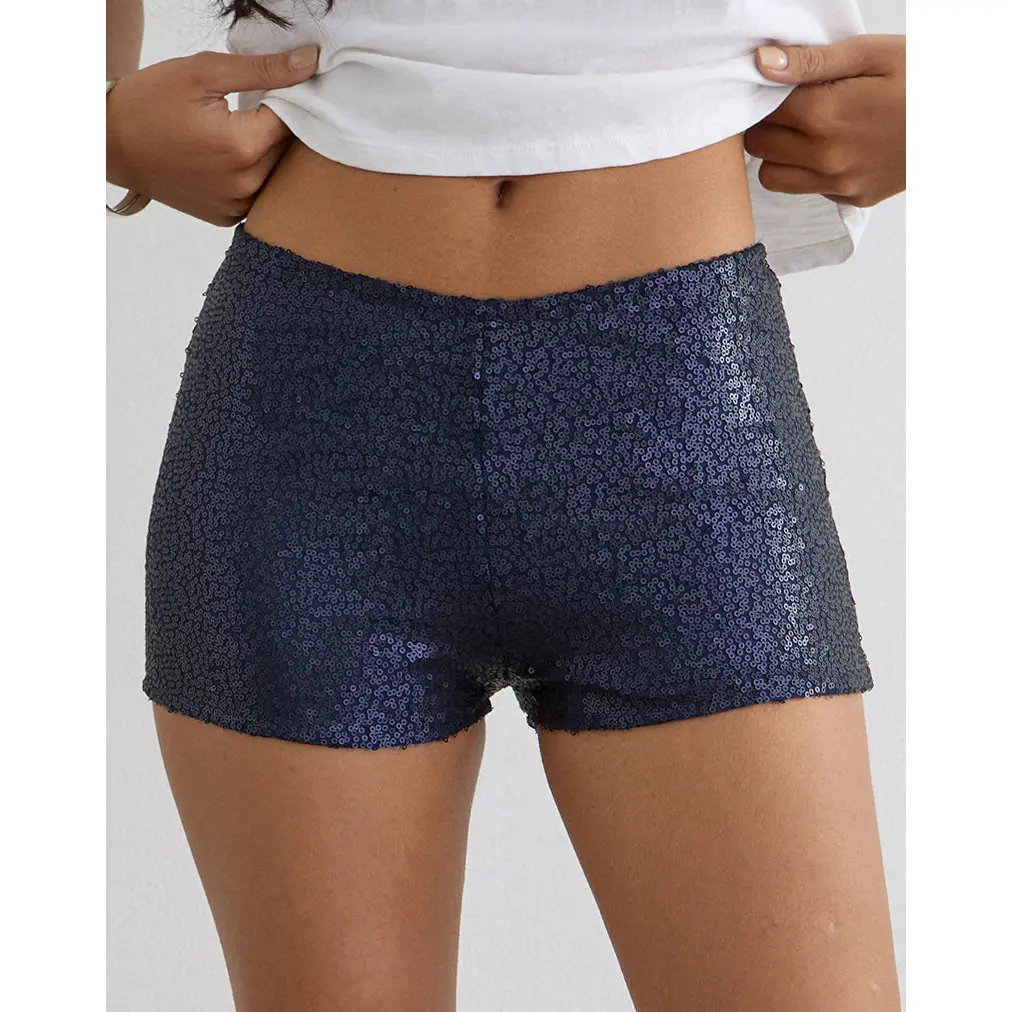 Erna Micro Short in Drape Sequin Navy