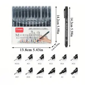 gift for valentines's day 12pcs Black Needle Tube Pen - Perfect for Drawing Fine Lines and Detailed Artwork!TikTokShopBlackFriday Coloring Supplies Watercolor Painting Supplies