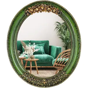 Oval   Mirror, Wall Mounted Decorative Mirror for Entryway, Hallway, Bedroom Oval Mirror 11.8x10 inch (Green)