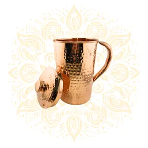 Copper Hammered Jug 1500 ml w/ Lid & Handle