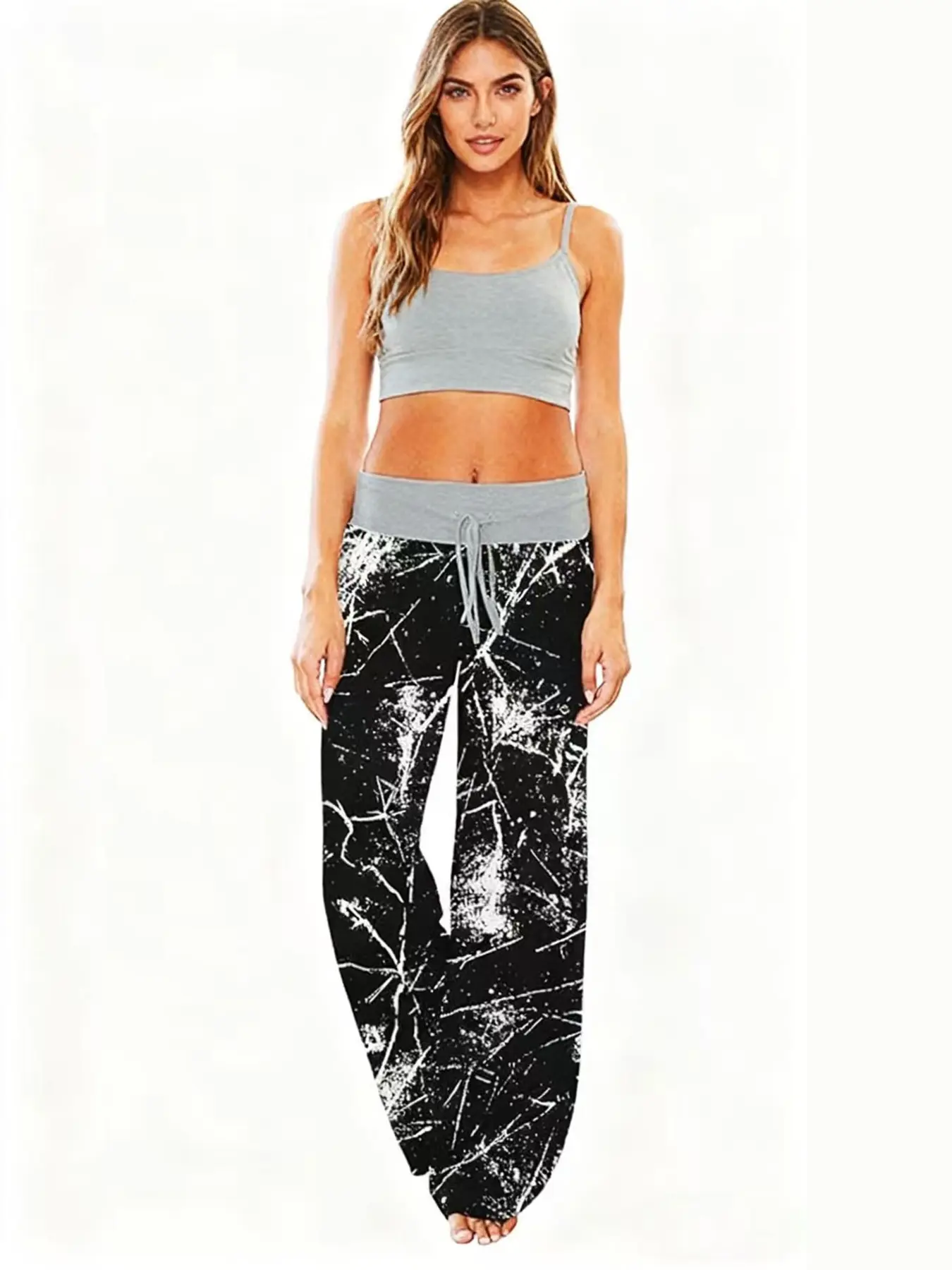 Women's new printed Knitted pants casual pants loose pants home Loungewear pants comfortable sleeping pants S-XXL