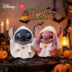 MINISO Disney Stitch & Angel Halloween Costume Theme Plush Toy with Removable Cape Costume - Poseable Jointed Stuffed Animal Doll for Kids & Collectors Holiday Halloween Christmas New Year Gift for Kids Stitch Lover Fans Valentine Gift for Girlfriends