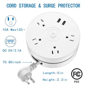 Round outlet with USB port, can be stored