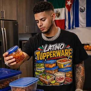 LATINO TUPPERWARE T-shirt | Hispanic Leftovers Food Culture Tee – Mexican Mom Abuela Kitchen Humor | Heavyweight Cotton