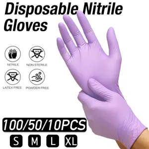 100/50/10pcs/bag, Plum Purple Disposable Household Cleaning Gloves - Powder-Free, Home Cleaning/Pet Bathing/Hair Coloring Care, Elastic Fit, Good Helper for Home Cleaning, Durable Cleaning Gloves