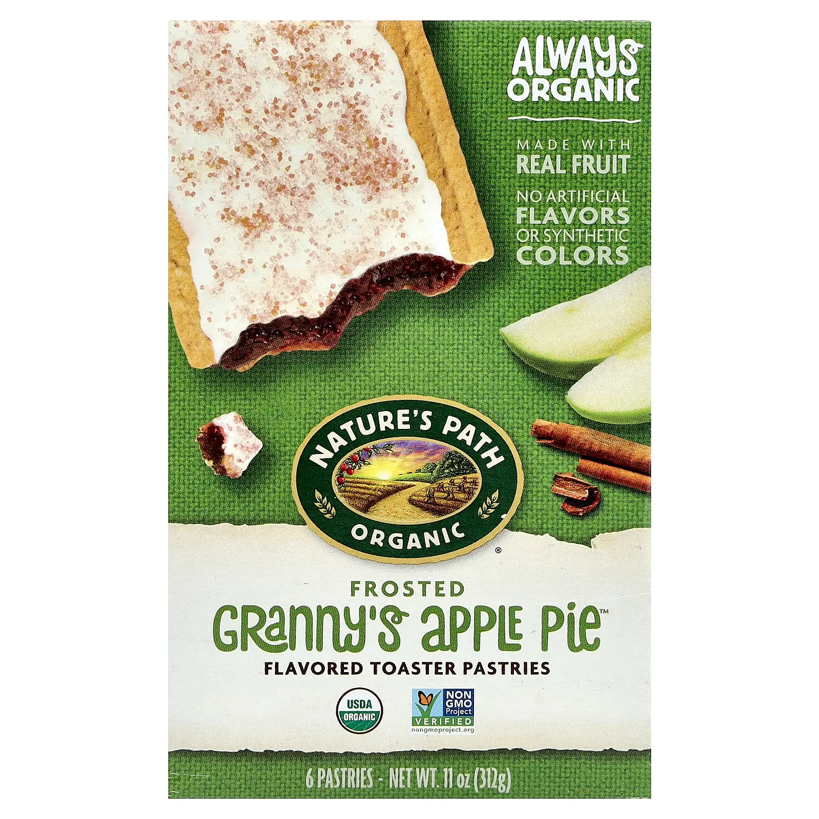 Nature's Path Organic Toaster Pastries, Frosted Granny's Apple Pie™, 6 Pastries, 11 oz (312 g)