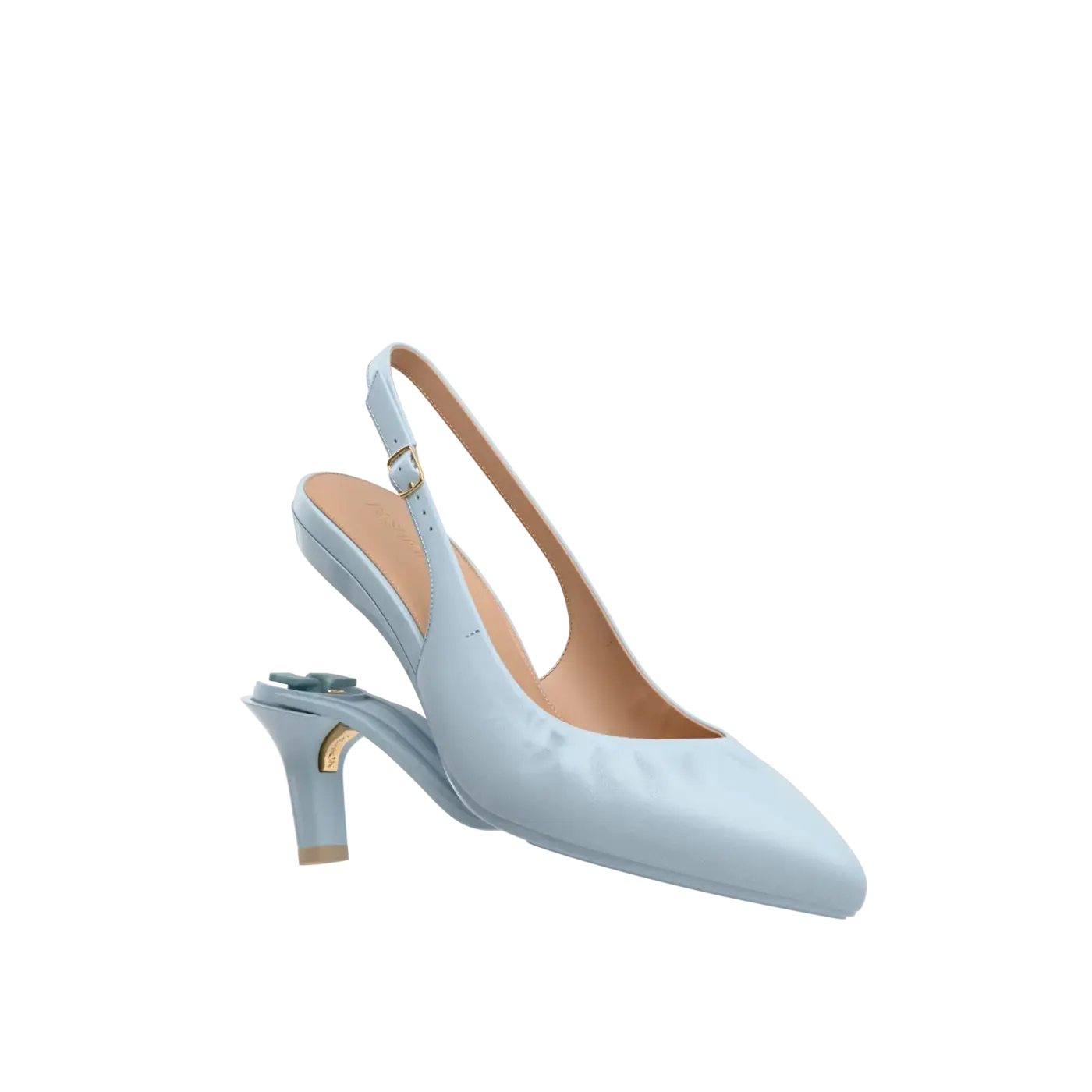 Slingback Buckle Pump - Baby Blue Leather 3" Stiletto