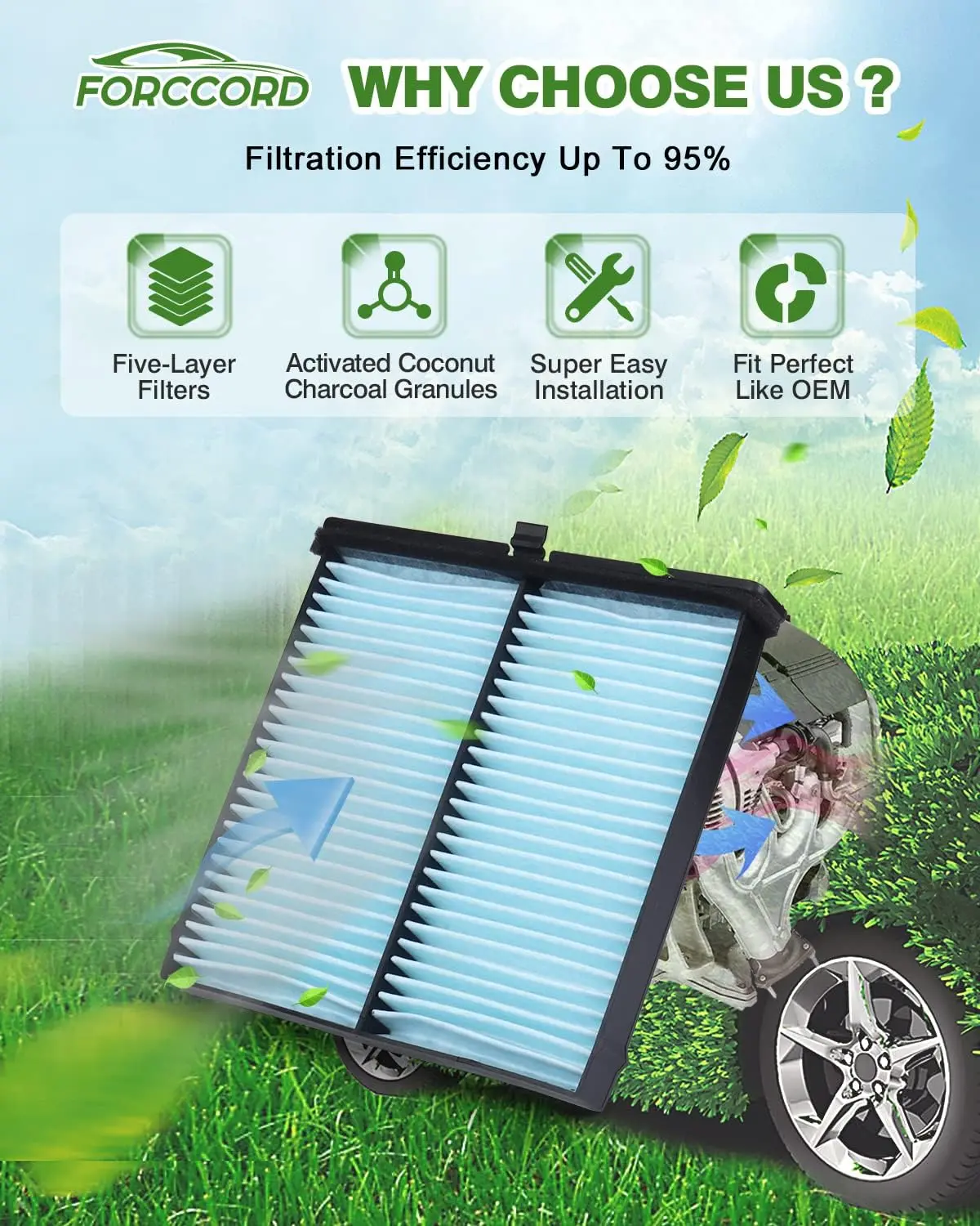FORCCORD Engine Air Filter & Cabin Filter Combo Set for Mazda CX-30 2019-2026, Mazda 3 2019-2026, CX50 2023-2026 (Excludes Hybrid Models) | Direct Replacement for BDTS61J6X & PAH9-13-3A0A | Premium Automotive Filter Accessories
