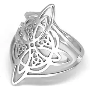 Witches Knot Ring for Women Stainless Steel Witchcraft Celtic Amulet Ring Quaternary Celtic Knot Ring Vintage Jewelry Gift for Women