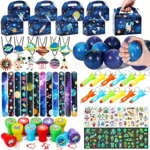 84pcs Space Party Favors with Box Stress Balls Tattoos Stamps Necklaces Bracelets, Outer Space Birthday Decorations Gift Goodie Bag Stuffers Astronaut Toys for Kids Boys Girls