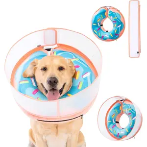 Inflatable Dog Cone Collar with Enhanced Anti-Licking, Soft Neck Donut for Dogs Cats, Recovery Pet Cone Collar After Surgery for Large Medium Small Dogs (Donut Blue, X-Large)