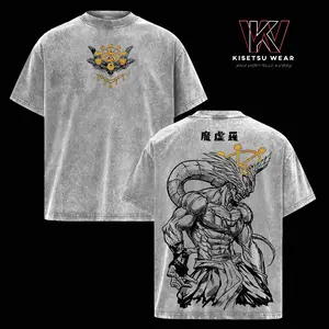 [Winter Outfits]Mahoraga JJK Anime Graphic Tee, Vintage Washed Oversized Dark Anime Streetwear T-Shirt, Soft Cotton Unisex Apparel, Gift for Jujutsu Kaisen Fans