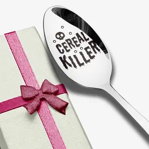 Humorous Engraved Stainless Steel Cereal Coffee Ice Cream Spoon, Perfect Gift for Cereal Lovers, Birthday Graduation Christmas Valentine's Day