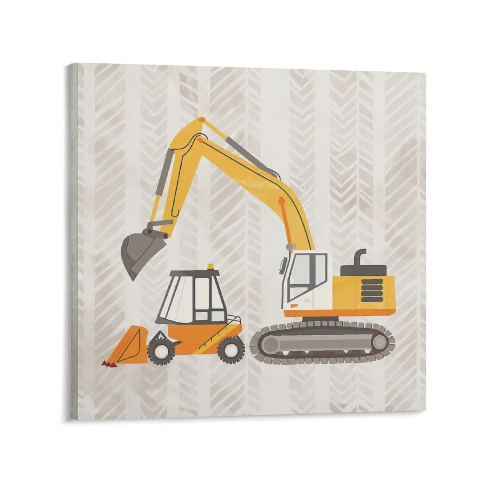 Cute Construction Posters Wall Art Prints Abstract Vehicle Education Theme Excavator Bulldozer Canvas Posters Home Wall Art Family Bedroom Office Decor Aesthetic Festival Gift