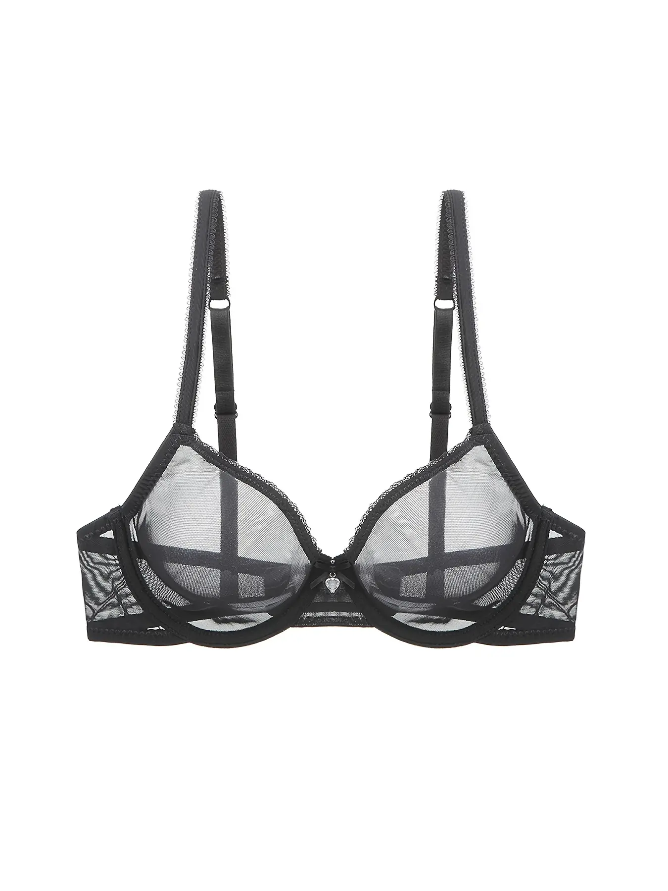 Transparent Mesh Thin Unlined Bra, Breathable Sheer No Pad Knitted Fabric Everyday Intimates Bra, Women's Lingerie & Underwear