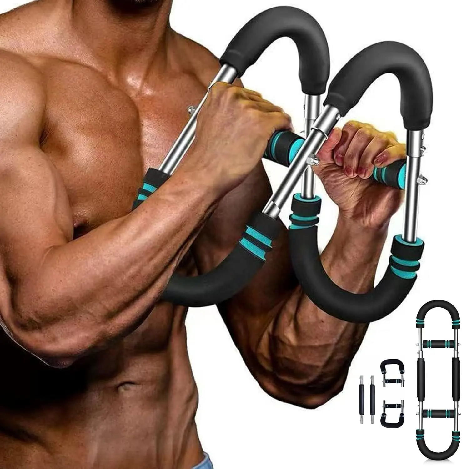 Adjustable Power Twist Strength Trainer, 40-100lb Chest & Arm Trainer for Chest Workouts, Portable Spring Resistance Workout Equipment, At Home Gym Equipment for Fitness Strength Training