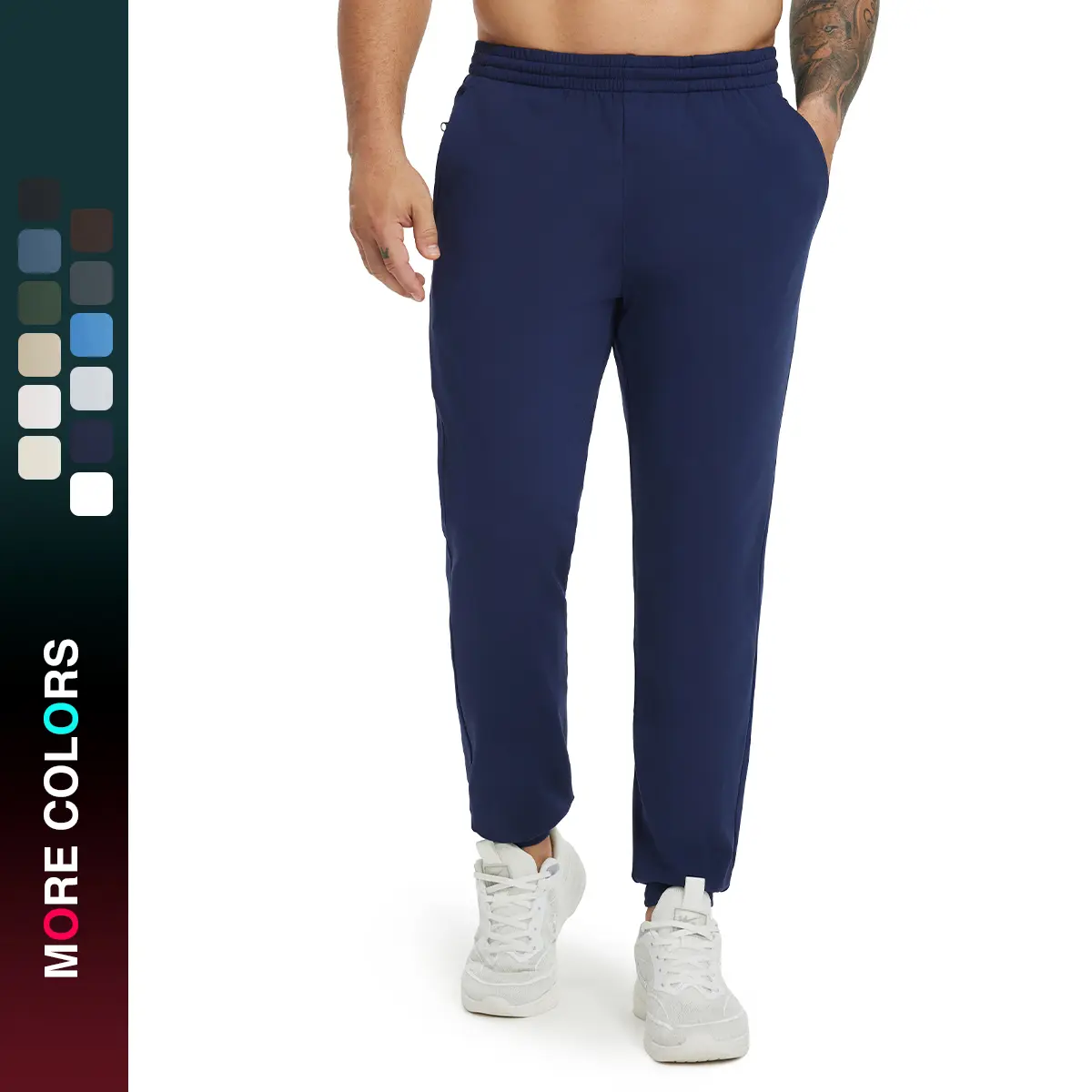 MAELREG Men's Fleece Joggers with Zipper Pockets Winter Warm Water Resistant Golf Running Gym Pants Sweatpants for Men