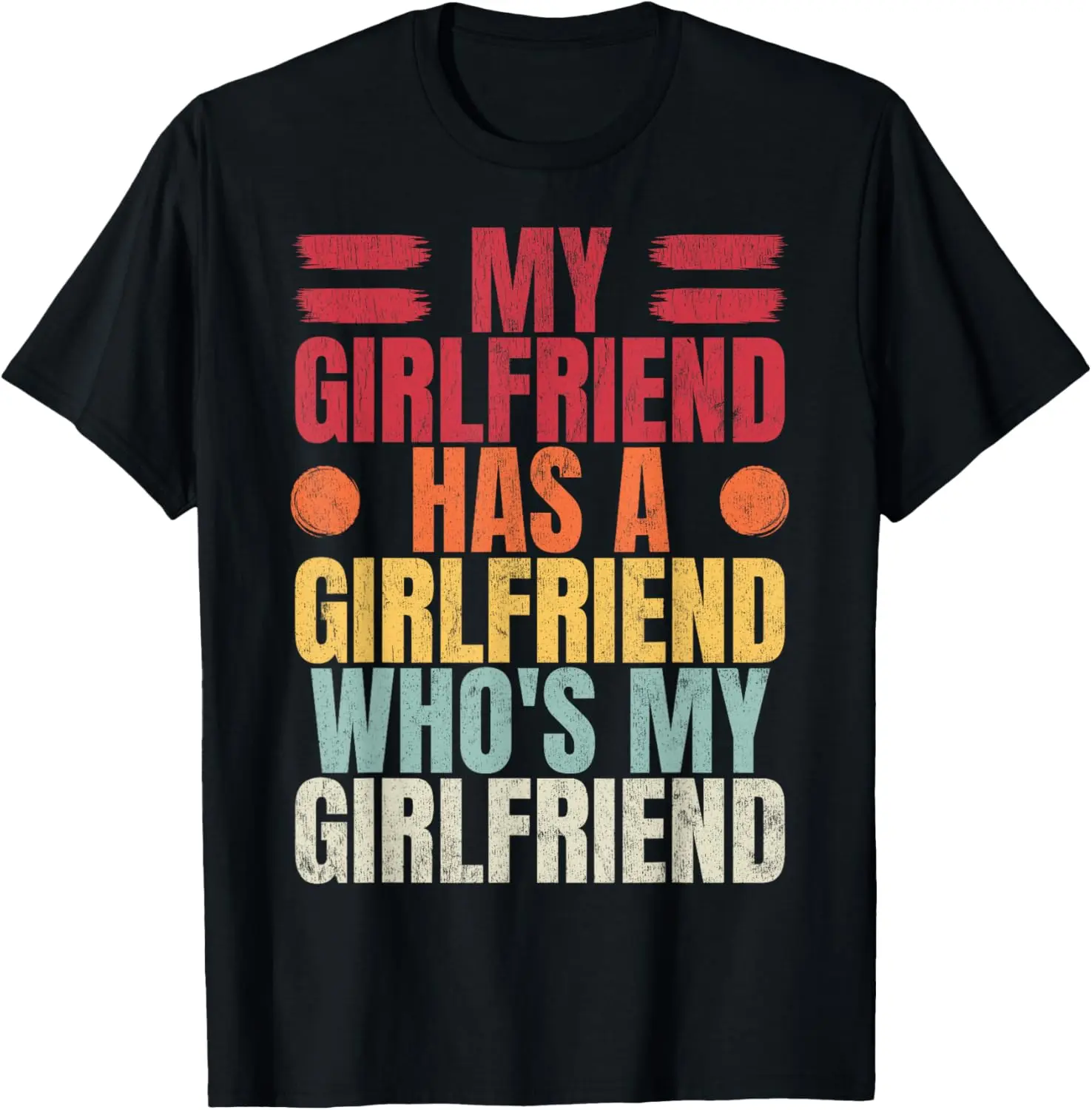 Women's 100% Cotton Short-Sleeve Vintage Streetwear Top - Casual, Distressed Graphic, Round Neck, Everyday Clothes, Polyamory Throuple & My Girlfriend Themed