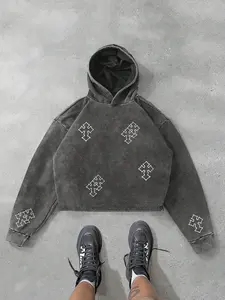 Men's Cross Pattern Print Hoodie, Loose-Fit Casual Long Sleeve Pullover, Fashionable All-Season Men's Top, Comfortable Daily Wear