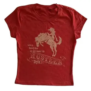 Vintage Y2K Cowgirl Baby Tee, Women Top, Emo Woman Clothing, Graphic T Shirts, 90s Clothes, Vintage Goth Kpop Trashy Y2k 2000s Tops, Women's Cropped, Downtown Girl Clothes, Summer Outfits, OOTD, Downtown Girl Baby Tee, Gift For Her, Outfits