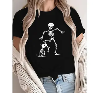 Funny Halloween T-Shirt for Men and Women – 100%25 Cotton Skull and Dog Skeleton Design