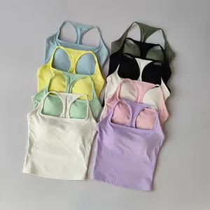 Sports and Fitness Vest with Chest Pad Summer Shockproof Beauty Back Nude Feeling Suit Pilates Training Yoga Top Yoga Clothing