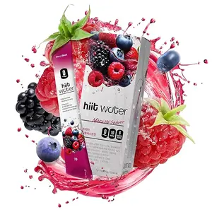 HIITWATER Energy Sticks, Sparkling Energy Drink Powder with Korean Red Ginseng, Guarana, Taurine, On-The-Go Clean Energy Mix, Zero Sugar