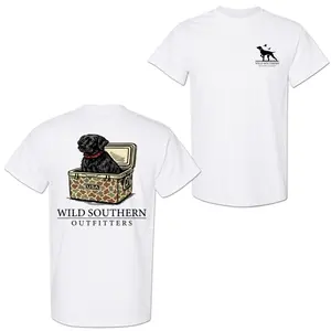[Ssummer outfits]Wild Southern Outfitters Puppy T-Shirt - Cute Black Lab In Camo Cooler Graphic, Hunting Dog Lover Shirt, Casual Everyday Wear Classic Menswear