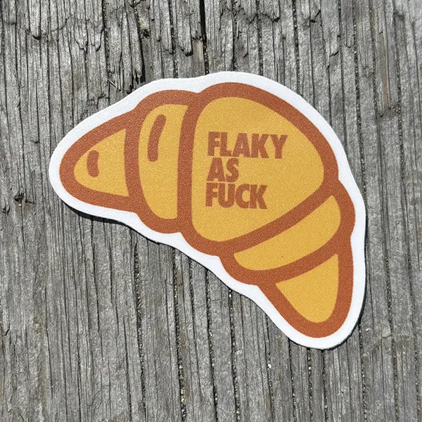 Flaky AF Sticker - Hard Hat Decal | Die-Cut Sticker for Laptop Water Bottle Snowboard Skis