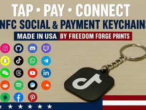 Freedom Forge Prints Tap-to-Share NFC Keychain for Social Media & Payment Apps Durable 3D-Printed Design with Built-in NFC Chip for Android & iPhone Perfect for Influencers & Small Business Owners